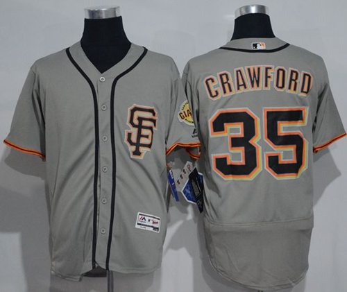 Giants #35 Brandon Crawford Grey Flexbase Authentic Collection Road 2 Stitched MLB jerseys